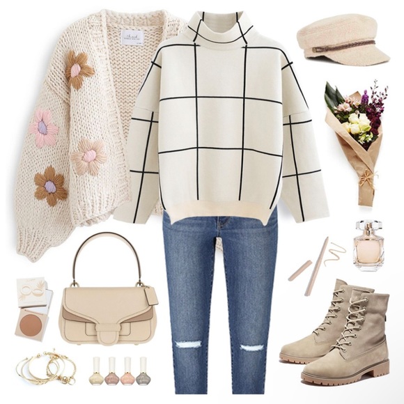 NWT Chicwish Grid Turtleneck Sweater - Picture 8 of 10